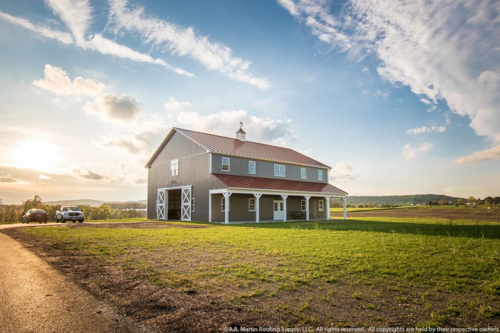 Beautiful Pole Barn at sunset