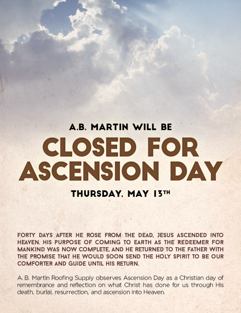 Closed for Ascension Day