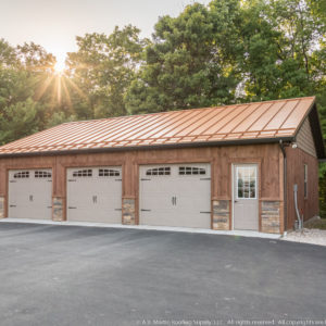3 Car Garage with Copper Penny Metal Roof
