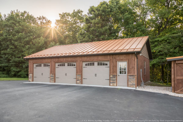 Custom Garage with Copper Penny Metal Roof