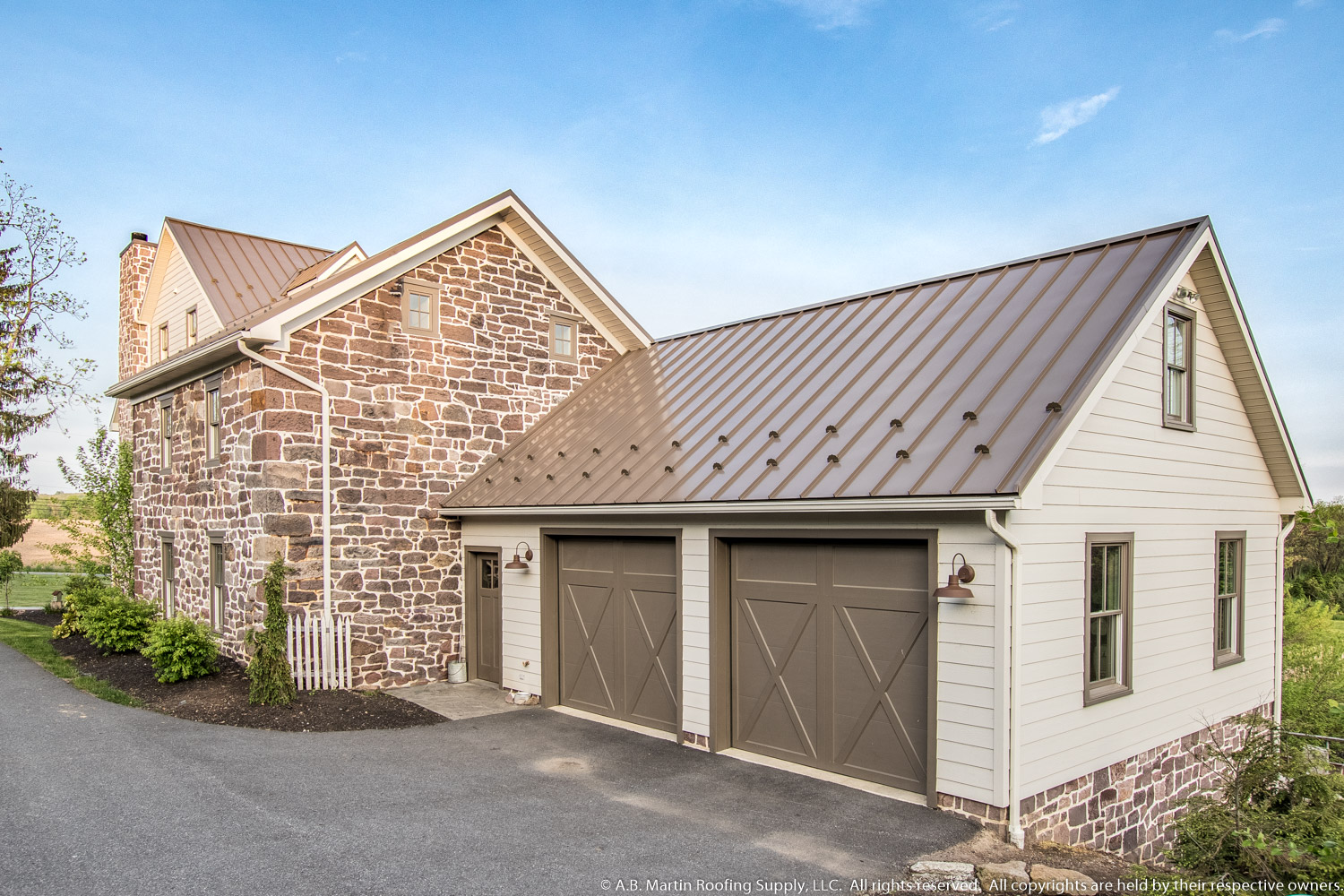 Building Showcase Farmstead with Medium Bronze Metal Roof 