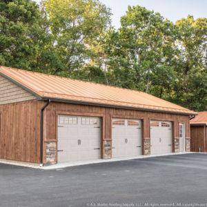 3 Car Garage with Copper Penny Metal Roof