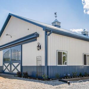 Gallery Blue and Bone White Horse Barn