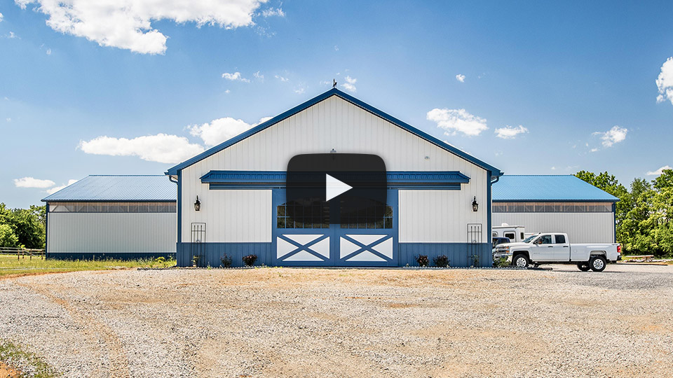 T-Shaped Horse Barn with Indoor Riding Arena