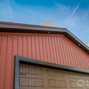 Carriage Red Celect Siding on Small Garage