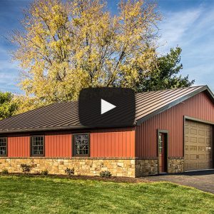 [Video] Stunning Garage with Carriage Red Celect Siding and Dark Bronze Metal Roof