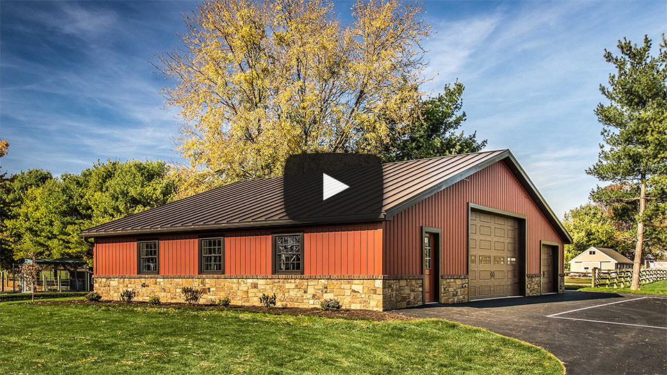 [Video] Stunning Garage with Carriage Red Celect Siding and Dark Bronze Metal Roof