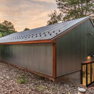 Modern Garage with G-90 Galvanized ABM Panel Roof and 1-1/4 Continuous Corrugated