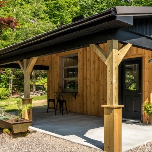 Garage with rough cut shiplapp