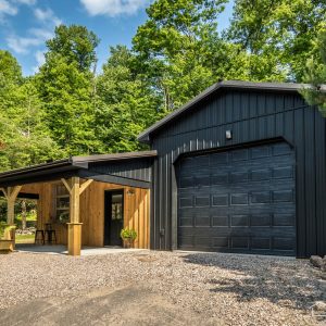 Unique Garage with Textured Black ABM Panel Sides