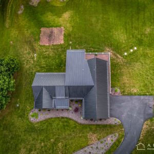 Drone Shot of Textured Metal Roof with ColorGard Snow Retention