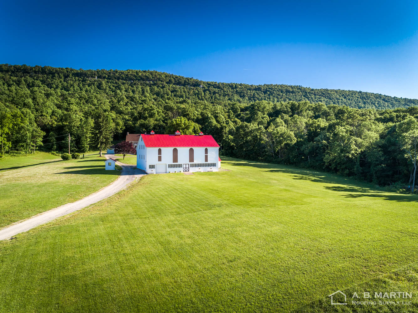 White Barn with Red Roof - - Martin