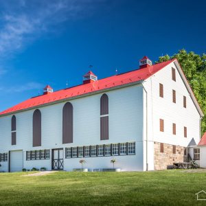 White Barn with Red Roof