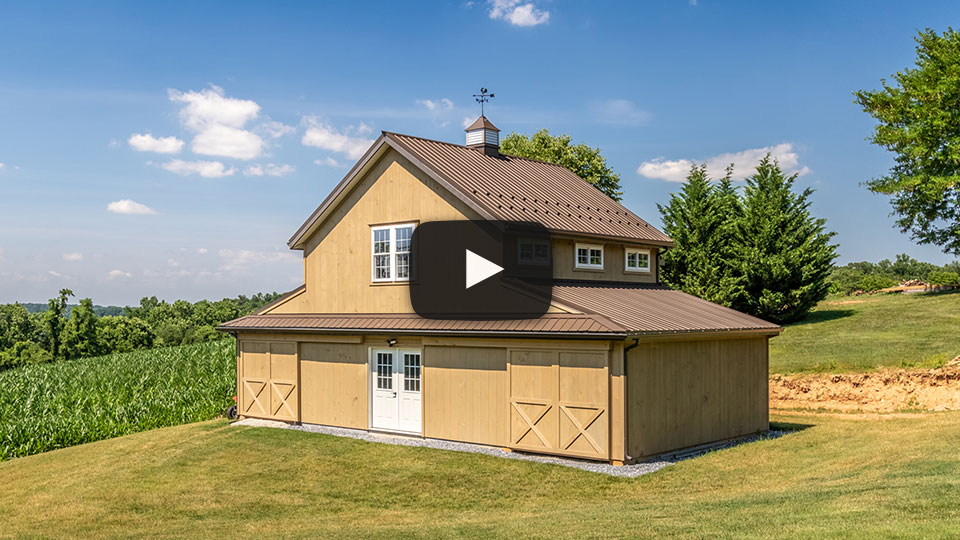 Unique Barn with Textured Bronze Metal Roof