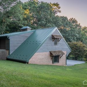 Brick Garage with Classic Green Roof